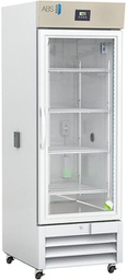 Premier Chromatography Refrigerator 23 Cu. Ft. Single Glass Door with microprocessor temperature controller,  Temp display & Alarm module with battery back-up, audible and visual high/low temp alarms, °C/°F convertible temperature display, remote alarm contacts, and casters, one duplex outlet, and two 2" access ports. Requires two (2) outlets. Warranty: 2/5; Two year parts and labor warranty, plus an additional three year compressor parts warranty.